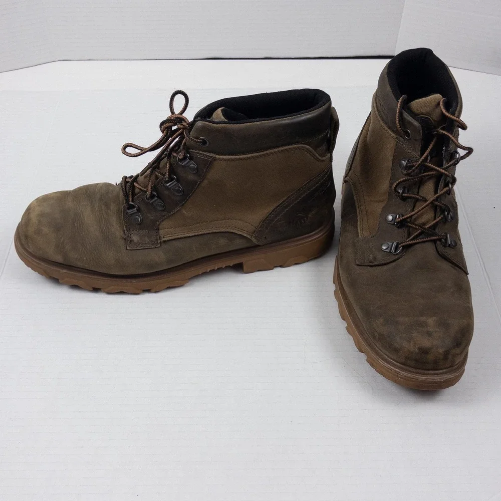 Wolverine Drummond Boot Mens 12 Brown Leather Canvas Waterproof‎ Work Utility